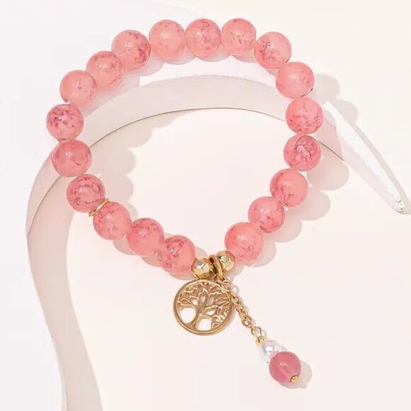 Pink Tree Charm Beaded Bracelet - Picture 3 of 4